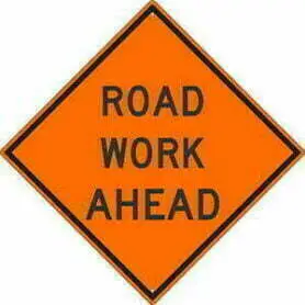 road work ahead sign