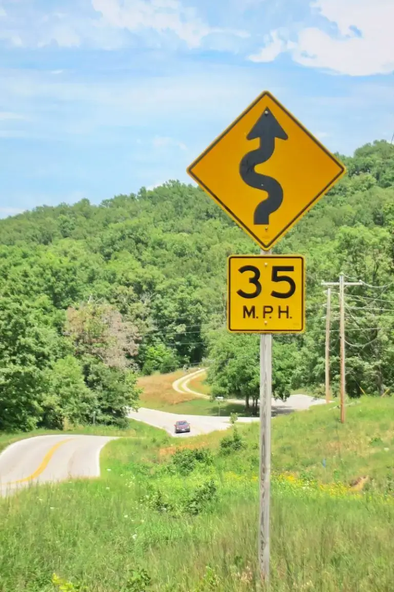 winding road sign